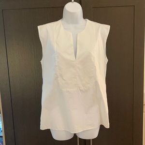 J Crew Sleeveless White Cotton Top Side Zippers S6